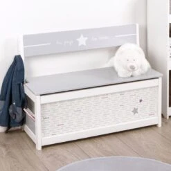 Banc Et Coffre à Jouets Enfant Boby Blanc