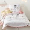 Housse De Couette Et Une Taie Enfant Coton (140 Cm) Licorne Rose -Meubles Pour Enfants 90088 1604403195