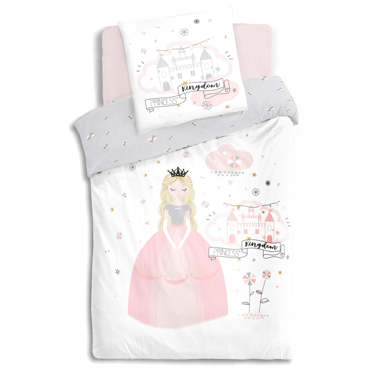 Housse de couette et une taie enfant coton (140 cm) Princesse Rose Housse De Couette Et Une Taie Enfant Coton (140 Cm) Princesse Rose -Meubles Pour Enfants 90094 1596802296