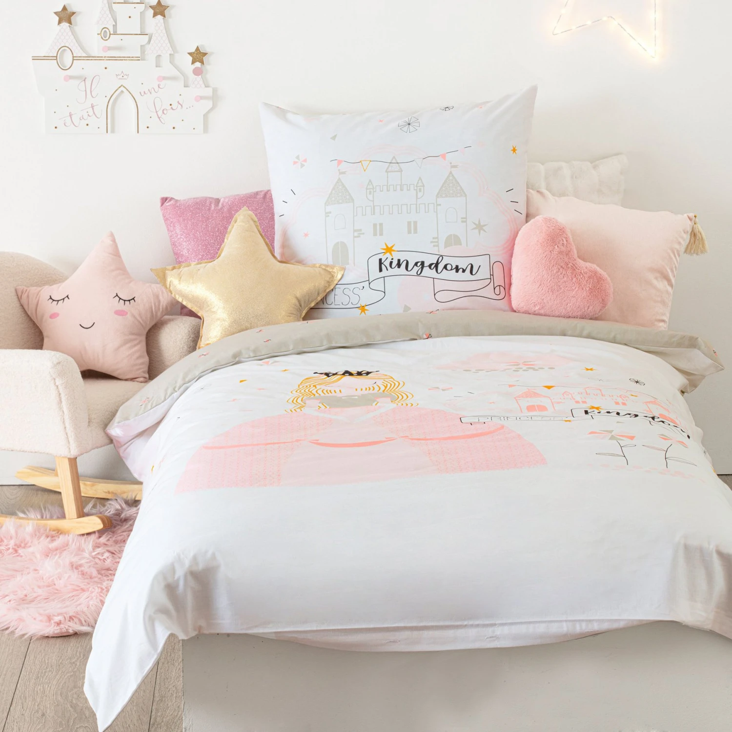 Housse de couette et une taie enfant coton (140 cm) Princesse Rose Housse De Couette Et Une Taie Enfant Coton (140 Cm) Princesse Rose -Meubles Pour Enfants 90094 1604403812
