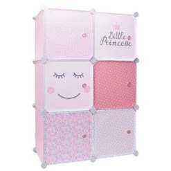 Rangement Enfant Cubes 6 Casiers Rose
