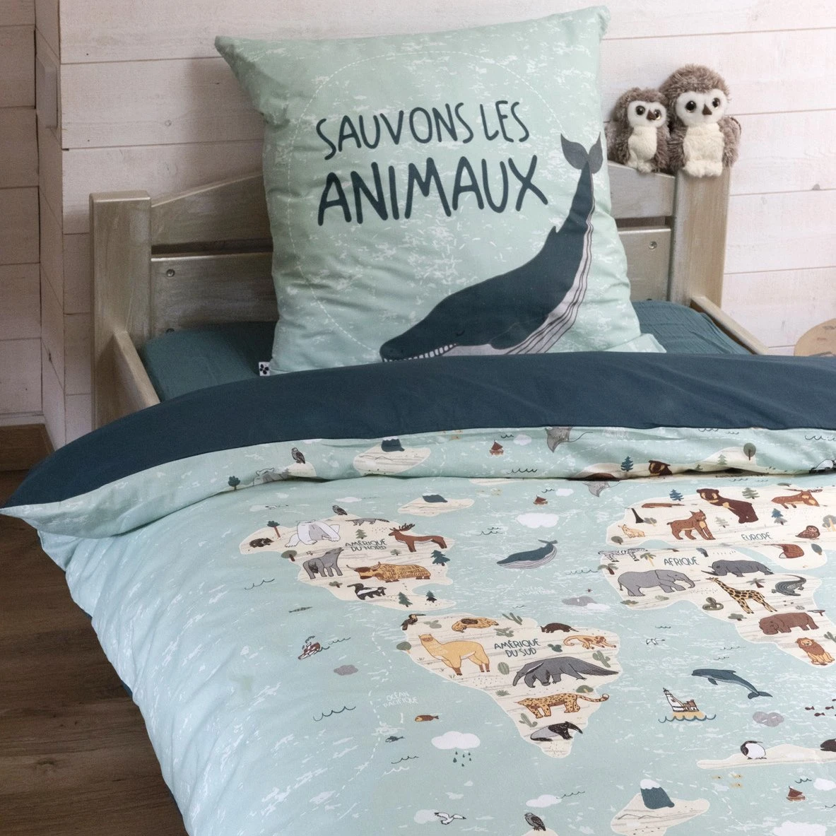 Housse de couette et une taie enfant coton (140 cm) Map Bleue Housse De Couette Et Une Taie Enfant Coton (140 Cm) Map Bleue -Meubles Pour Enfants 91663 1602573791