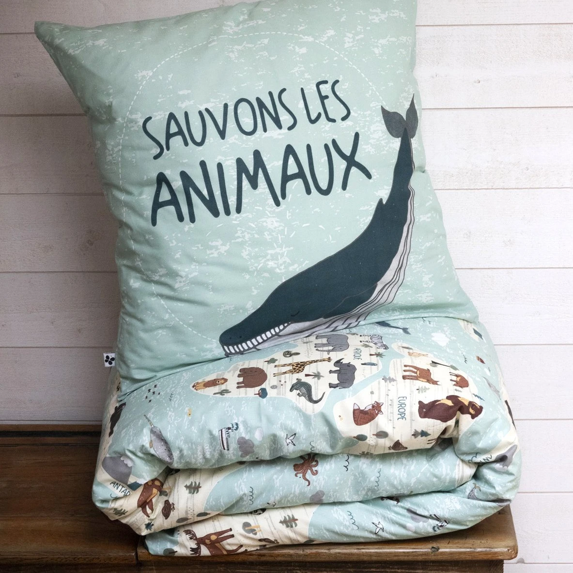 Housse de couette et une taie enfant coton (140 cm) Map Bleue Housse De Couette Et Une Taie Enfant Coton (140 Cm) Map Bleue -Meubles Pour Enfants 91663 1602573959