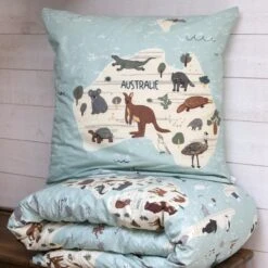 Housse De Couette Et Une Taie Enfant Coton (140 Cm) Map Bleue 4 Housse De Couette Et Une Taie Enfant Coton (140 Cm) Map Bleue -Meubles Pour Enfants 91663 1602573985