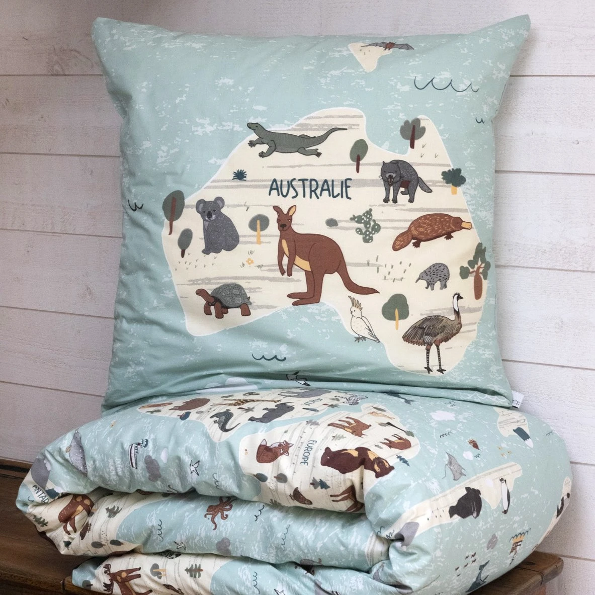 Housse de couette et une taie enfant coton (140 cm) Map Bleue Housse De Couette Et Une Taie Enfant Coton (140 Cm) Map Bleue -Meubles Pour Enfants 91663 1602573985