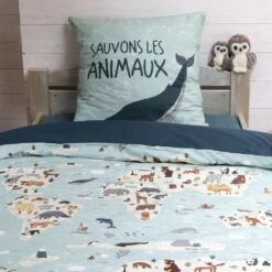 Housse De Couette Et Une Taie Enfant Coton (140 Cm) Map Bleue 5 Housse De Couette Et Une Taie Enfant Coton (140 Cm) Map Bleue -Meubles Pour Enfants 91663 1602574017