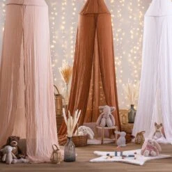 Ciel De Lit Gaze De Coton Enfant Lili Marron -Meubles Pour Enfants ciel de lit dble gaze cot nois 130791 1690537082