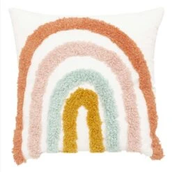 Coussin Carré Enfant Arc En Ciel Multicolore