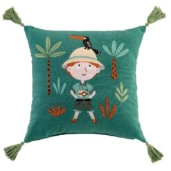 Coussin Enfant (40 Cm) Léo L'explorateur Vert