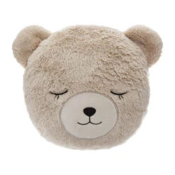 Coussin Fausse Fourrure Enfant Ours Beige