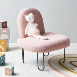 Fauteuil Enfant Velours Augustin Rose