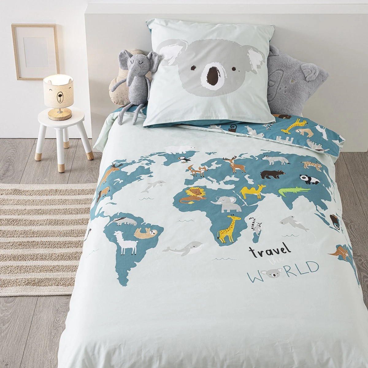 Housse de couette et une taie enfant coton (140 cm) Carte du Monde Bleue Housse De Couette Et Une Taie Enfant Coton (140 Cm) Carte Du Monde Bleue -Meubles Pour Enfants housse de couette et une taie coton 140 cm carte du monde bleue 105152 1630584559