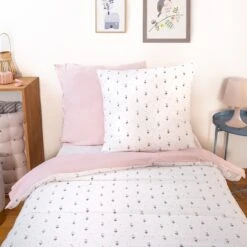 Housse De Couette Et Une Taie Enfant Gaze De Coton (140 Cm) Liberty Rose -Meubles Pour Enfants liberty gaze coton set hc 140x200 1 taie 63x63 115018 1654155792