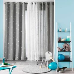Voilage Phosphorescent Enfant (140 X 240 Cm) Fluo Night Gris