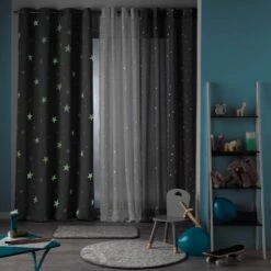 Voilage Phosphorescent Enfant (140 X 240 Cm) Fluo Night Gris -Meubles Pour Enfants panneau a oeillets 140 x 240 cm voile sable phosphorescent fluo night gris 106406 1627298848