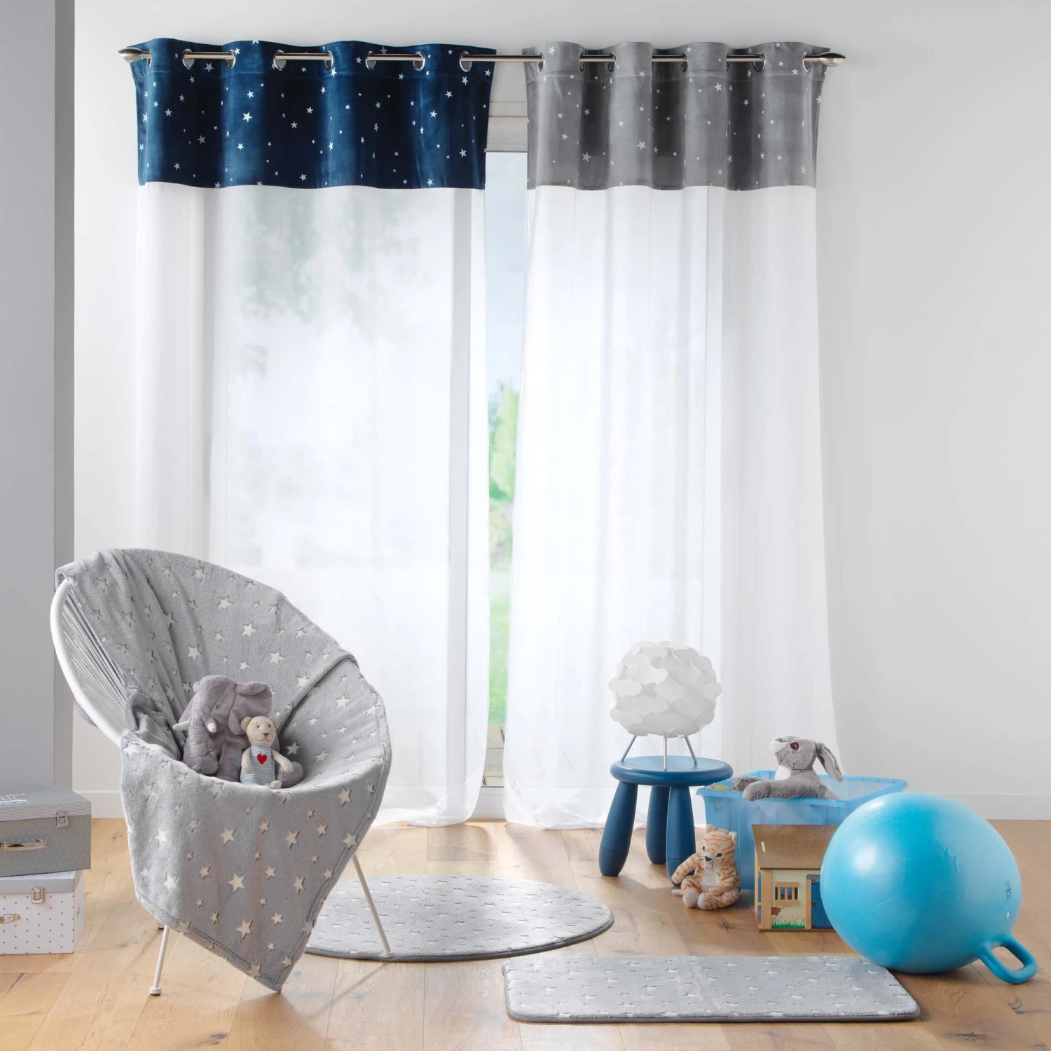 Voilage phosphorescent enfant (140 x 280 cm) Moonlight Bleu Voilage Phosphorescent Enfant (140 X 280 Cm) Moonlight Bleu -Meubles Pour Enfants panneau a oeillets 140 x 280 cm voile sable top velours phosphor moonlight bleu 117994 1656339003