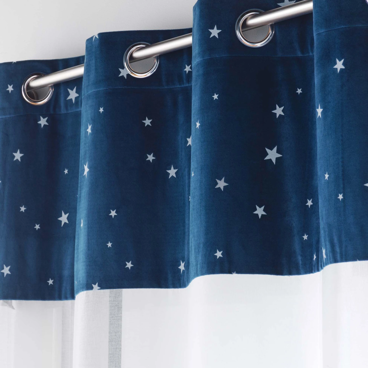 Voilage phosphorescent enfant (140 x 280 cm) Moonlight Bleu Voilage Phosphorescent Enfant (140 X 280 Cm) Moonlight Bleu -Meubles Pour Enfants panneau a oeillets 140 x 280 cm voile sable top velours phosphor moonlight bleu 117994 1656339016