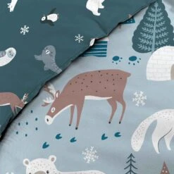 Housse De Couette Et Une Taie Enfant Coton (140 Cm) Banquise Bleue -Meubles Pour Enfants parure 2 p 140 x 200 cm imprime 57 fils allover banquise 118363 1656073855