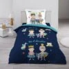 Housse De Couette Et Une Taie Coton (140 Cm) Clovis Bleue -Meubles Pour Enfants parure 2 p 140 x 200 cm imprime 57 fils allover clovis 126936 1674551843