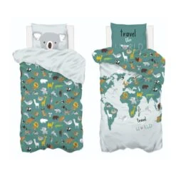 Housse De Couette Et Une Taie Enfant Coton (140 Cm) Carte Du Monde Bleue 4 Housse De Couette Et Une Taie Enfant Coton (140 Cm) Carte Du Monde Bleue -Meubles Pour Enfants parure carte monde 140x200 l 140 x p 200 x h 0 3 cm 105152 1626853033