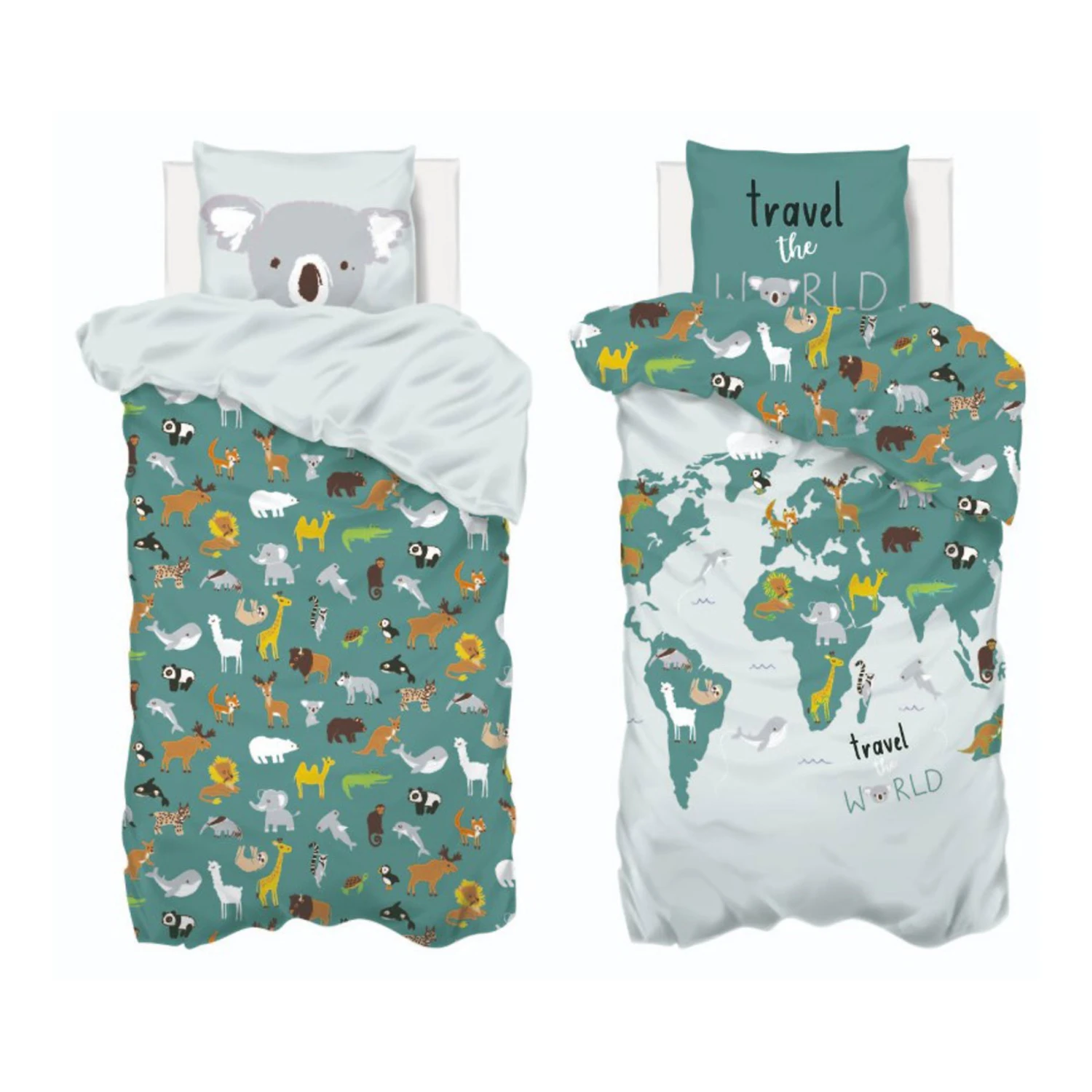 Housse de couette et une taie enfant coton (140 cm) Carte du Monde Bleue Housse De Couette Et Une Taie Enfant Coton (140 Cm) Carte Du Monde Bleue -Meubles Pour Enfants parure carte monde 140x200 l 140 x p 200 x h 0 3 cm 105152 1626853033