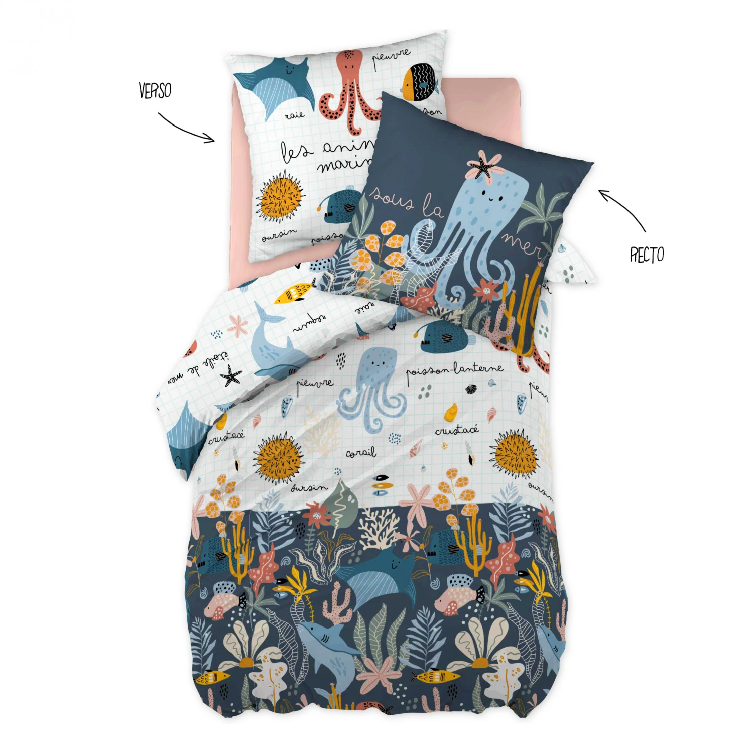 Housse de couette et une taie enfant coton (140 cm) Octopia Multicolore Housse De Couette Et Une Taie Enfant Coton (140 Cm) Octopia Multicolore -Meubles Pour Enfants parure de lit housse de couette 1 taie d oreiller 140 x 200 cm coton imprim octopia 131400 1695130590 corr