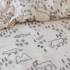 Housse De Couette Et Une Taie Enfant Coton (140 Cm) Wild Ecru -Meubles Pour Enfants parure de lit housse de couette 1 taie d oreiller coton imprim 140 x 200 cm wild 121936 1666077160