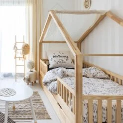 Housse De Couette Et Une Taie Enfant Coton (140 Cm) Wild Ecru -Meubles Pour Enfants parure de lit housse de couette 1 taie d oreiller coton imprim 140 x 200 cm wild 121936 1666077210