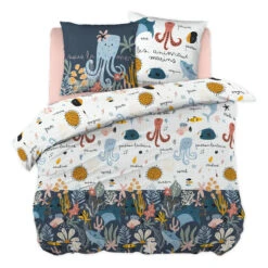 Housse De Couette Et Deux Taies Enfant Coton (200 Cm) Octopia Multicolore