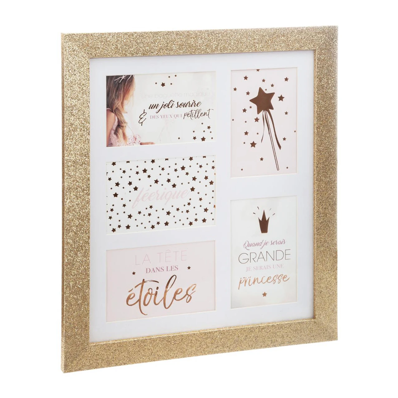 Pêle-mêle 5 photos La Tête dans les étoiles Or Pêle-mêle 5 Photos La Tête Dans Les étoiles Or -Meubles Pour Enfants pele mele 5 photos glitter 71901