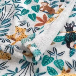 Plaid Doux Enfant (150 Cm) Jungle Story Vert -Meubles Pour Enfants plaid 125 x 150 cm flanelle imprimee jungle story 117781 1656321557