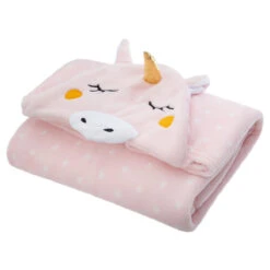Plaid à Capuche Enfant Licorne Rose -Meubles Pour Enfants plaid licorne 100 x 140 cm 72197 2