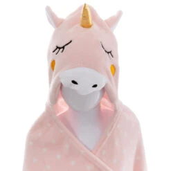 Plaid à Capuche Enfant Licorne Rose