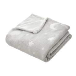 Plaid Polaire Enfant (150 Cm) Phosphorescent Voie Lactée Gris Clair