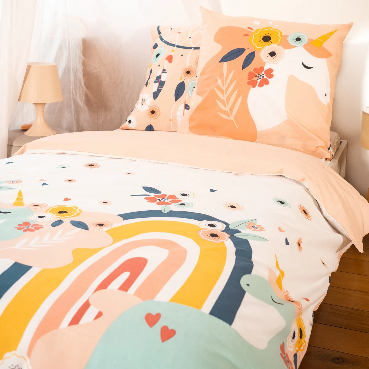 Housse de couette et une taie enfant coton (140 cm) Prunellia Rose Housse De Couette Et Une Taie Enfant Coton (140 Cm) Prunellia Rose -Meubles Pour Enfants prunellia c57f set hc 140x200 1 taie 63x63 114949 1654074907