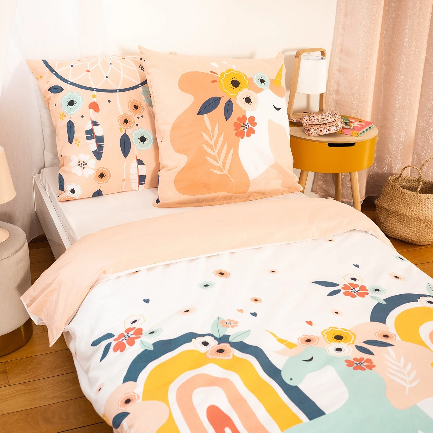 Housse de couette et une taie enfant coton (140 cm) Prunellia Rose Housse De Couette Et Une Taie Enfant Coton (140 Cm) Prunellia Rose -Meubles Pour Enfants prunellia c57f set hc 140x200 1 taie 63x63 114949 1654075009