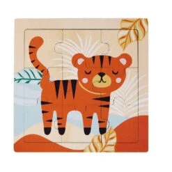 Puzzle Bois Enfant 9 Pièces Tigre Orange