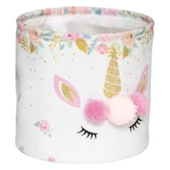 Lot De 2 Paniers De Rangement Licorne Rose -Meubles Pour Enfants rangement licorne x2 d 30 x p 26 cm 105095 1626874876