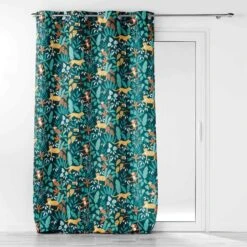 Rideau Tamisant Enfant (140 X 280 Cm) Jungle Story Bleu
