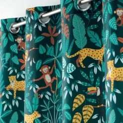 Rideau Tamisant Enfant (140 X 280 Cm) Jungle Story Bleu 4 Rideau Tamisant Enfant (140 X 280 Cm) Jungle Story Bleu -Meubles Pour Enfants rideau a oeillets 140 x 280 cm polyester imprime jungle story bleu 117952 1656426192