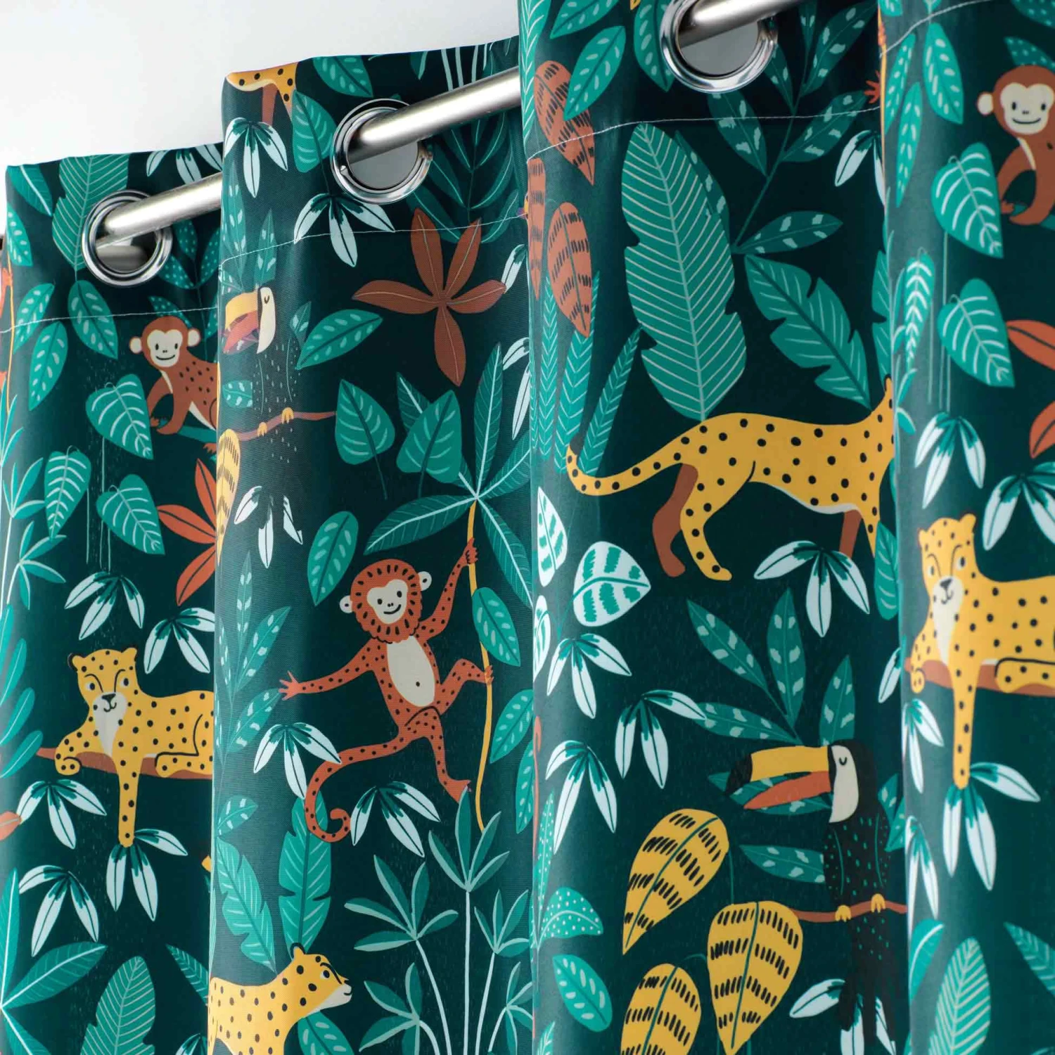 Rideau tamisant enfant (140 x 280 cm) Jungle story Bleu Rideau Tamisant Enfant (140 X 280 Cm) Jungle Story Bleu -Meubles Pour Enfants rideau a oeillets 140 x 280 cm polyester imprime jungle story bleu 117952 1656426192