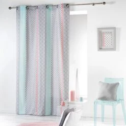 Rideau Tamisant Enfant (140 X 240 Cm) Baltic Rose Et Menthe