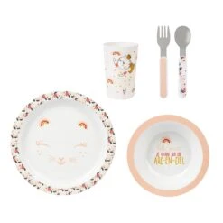 Coffret Repas 5 Pièces Chat Rose