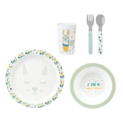 Coffret Repas 5 Pièces Lapin Vert
