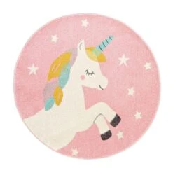 Tapis Rond Enfant (100 Cm) Etoiline Rose -Meubles Pour Enfants tapis rond 0 100 cm frise etoiline 130576 1689167233