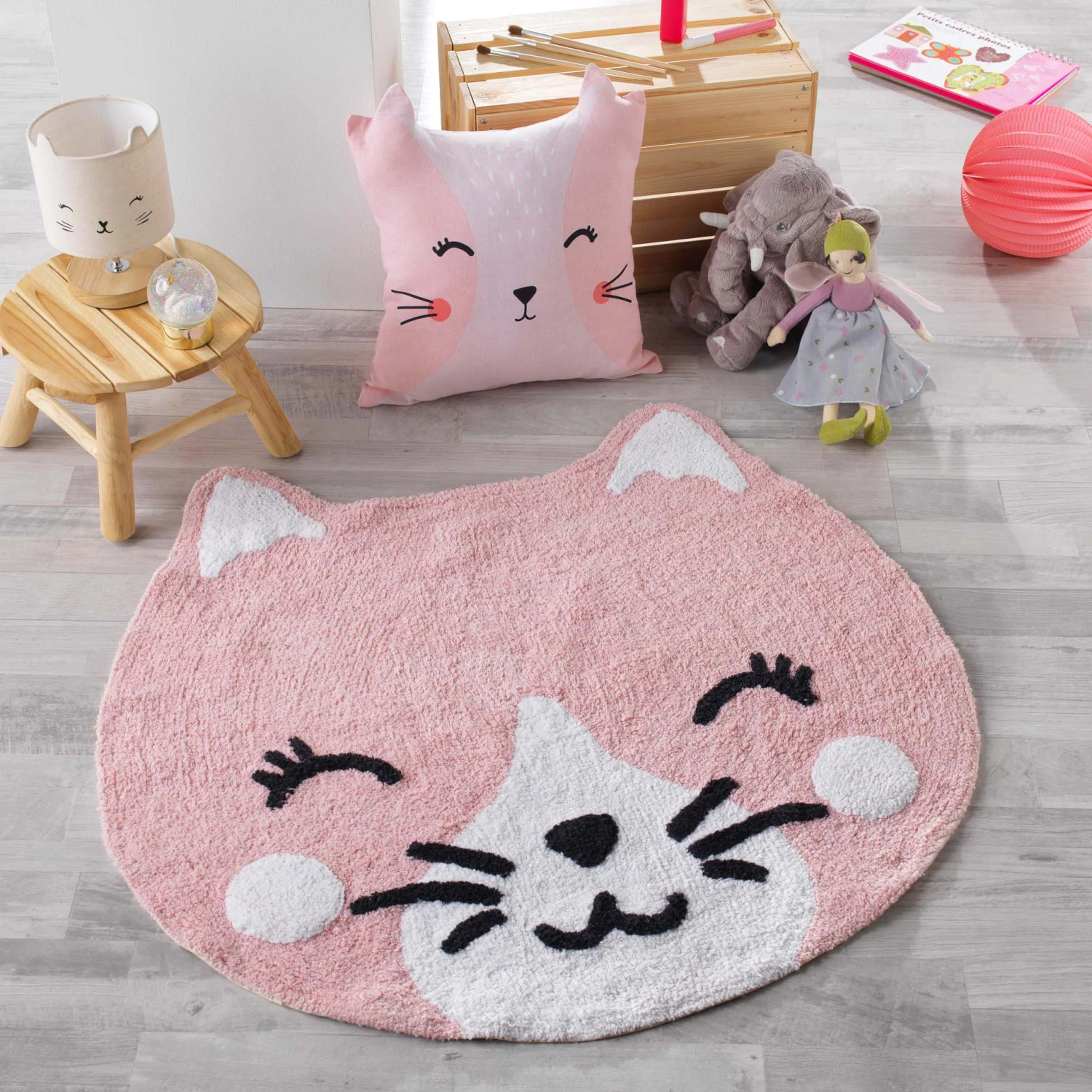 Tapis (90 cm) Chaton Rose Tapis (90 Cm) Chaton Rose -Meubles Pour Enfants tapis rond 0 90 cm polycoton chaton 117817 1656323754