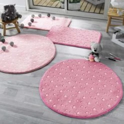 Tapis Rond Phosphorescent (90 Cm) Fluo Night Rose Fuchsia